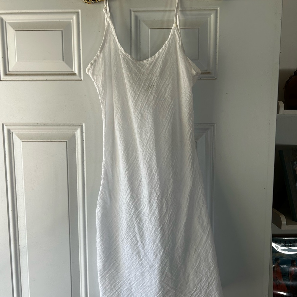 DOLMA Classic White Chemise with Spaghetti Straps From India